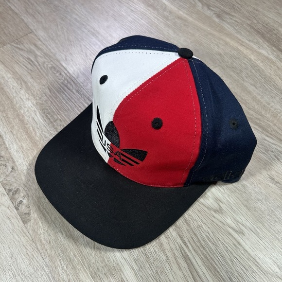 VTG 90s Adidas USA Trefoil Snapback Hat Red White Blue Cap - Picture 6 of 7